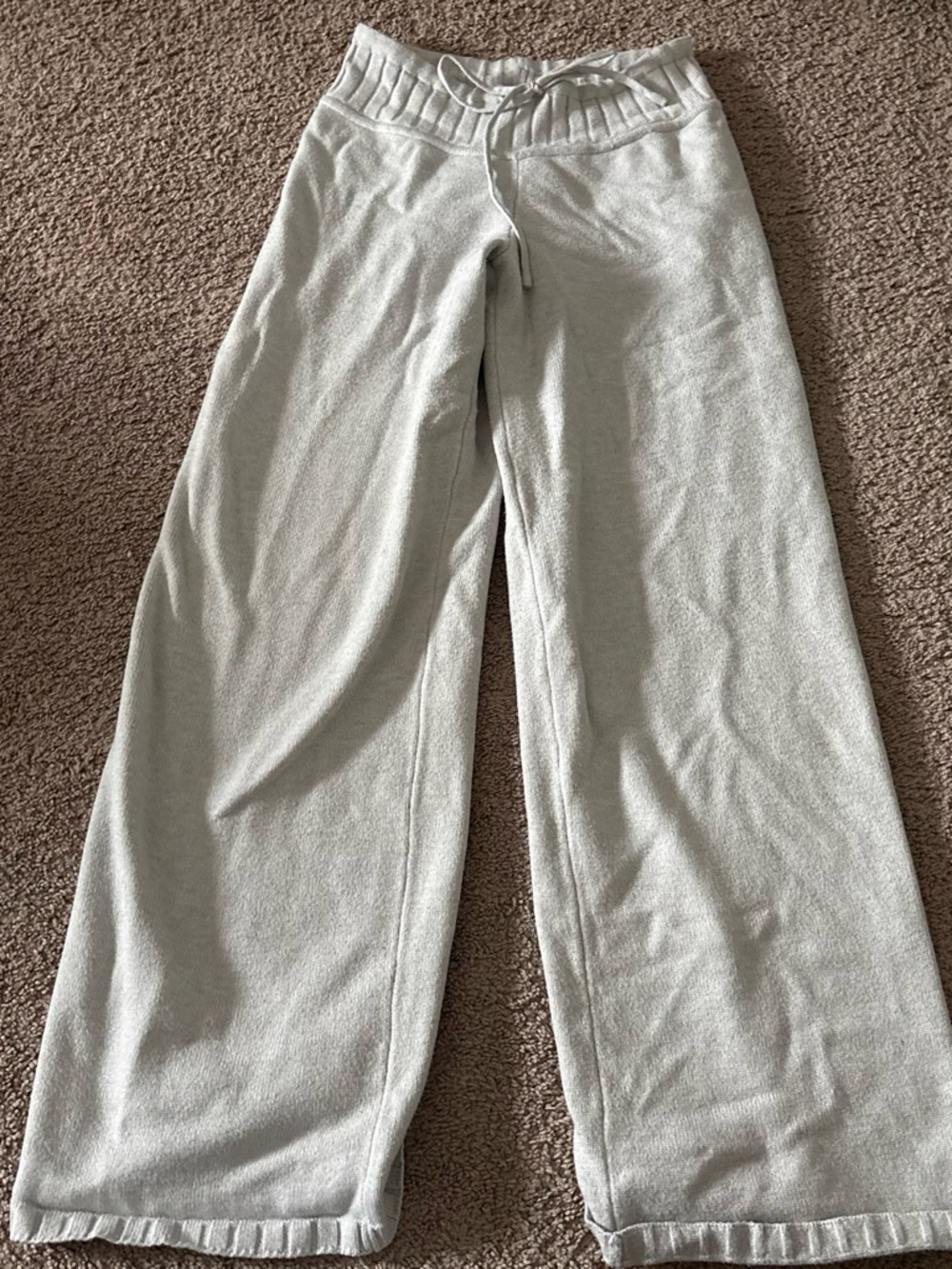 Edikted Knit Light Gray Wide-Leg Lounge Pants